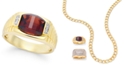 Macy's Men's Garnet (4-1/3 ct. t.w.) and Diamond Accent Ring in 10k Gold